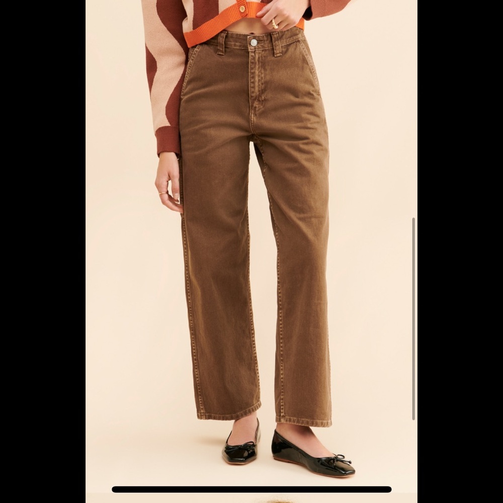 Brown High-Waisted Wide-Leg Pants
